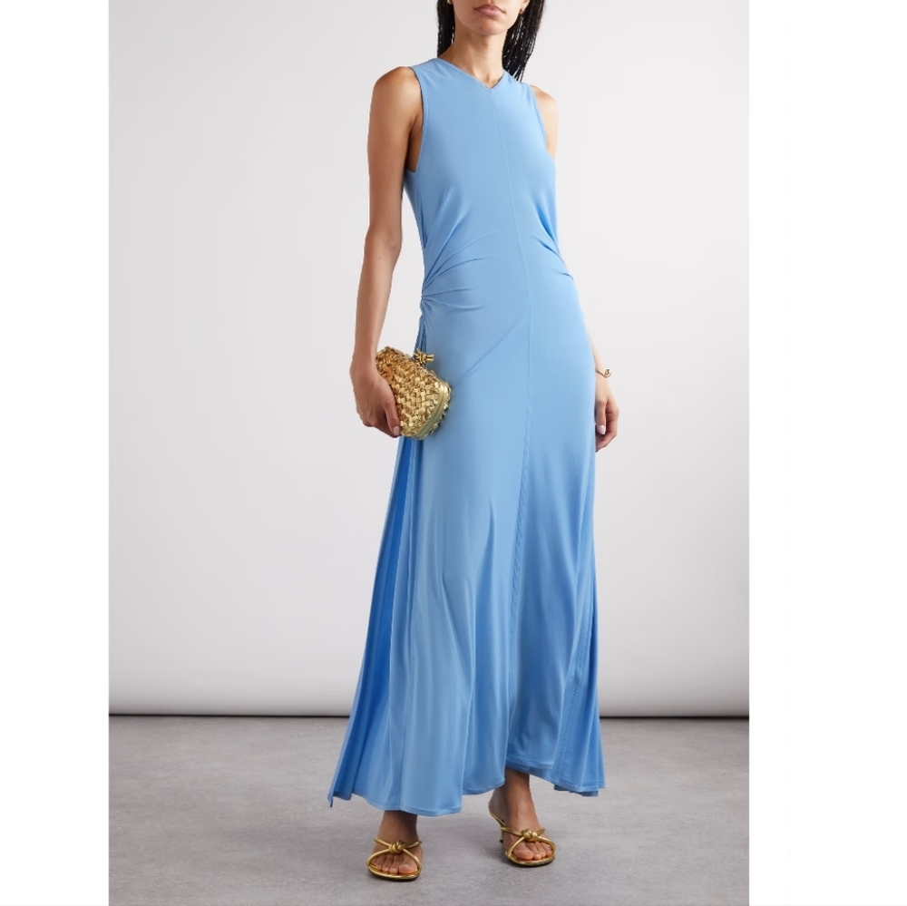 Bottega Veneta Ring Detail Jersey Maxi Gown Dress In Admiral New Size 38… - Picture 4 of 16